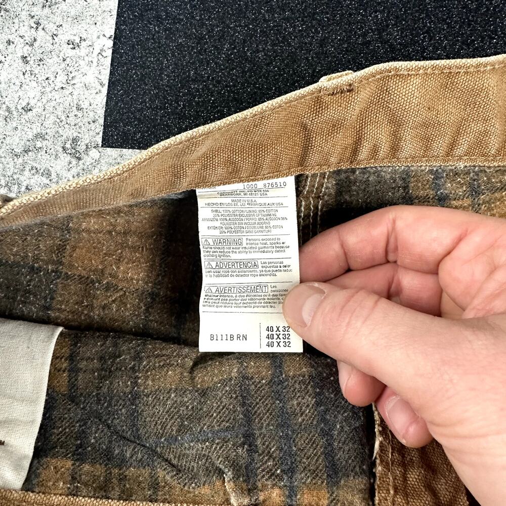 Carhartt B111BRN Duck Canvas Lined Carpenter Pants 40x32 - Picture 2 of 11